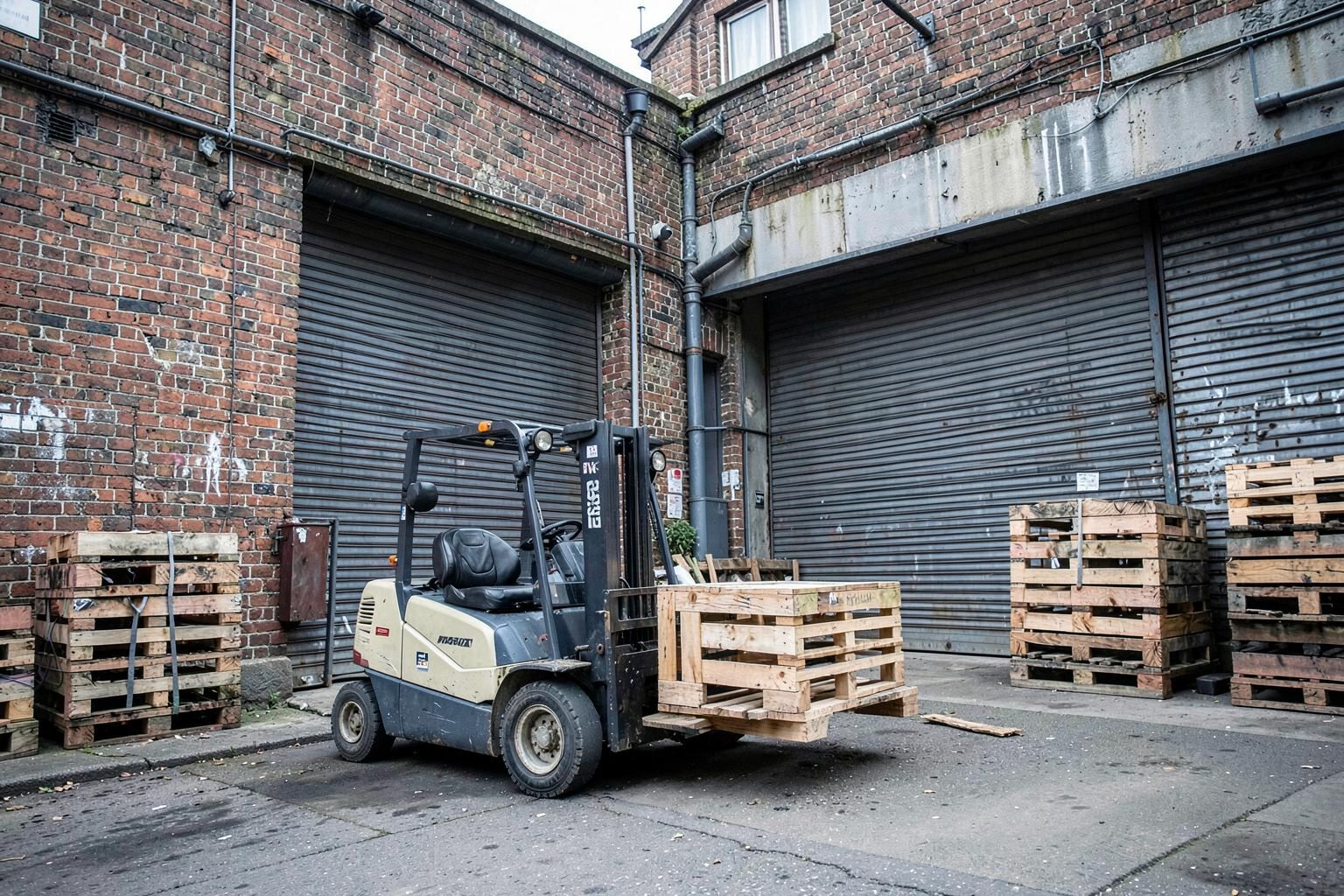 A Fareham industrial unit with pallets on the service yard