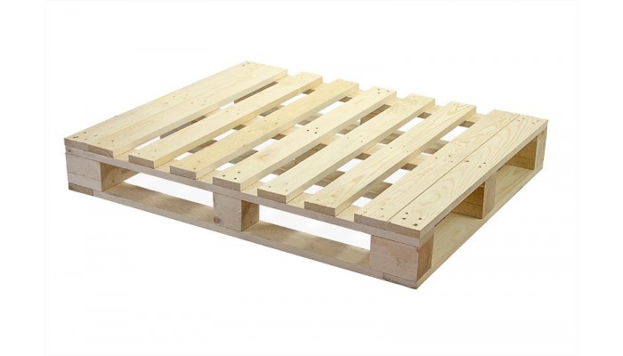 A timber pallet on the UK 1200 by 1000 millimetre footprint