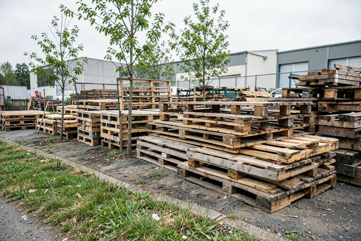 Pallets sorted for reuse at a recovery and reuse yard