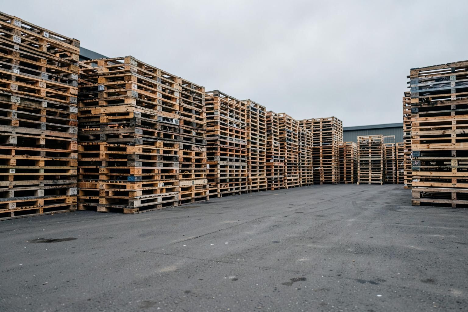 A working pallet yard photographed for the Palletmove Knowledge Centre