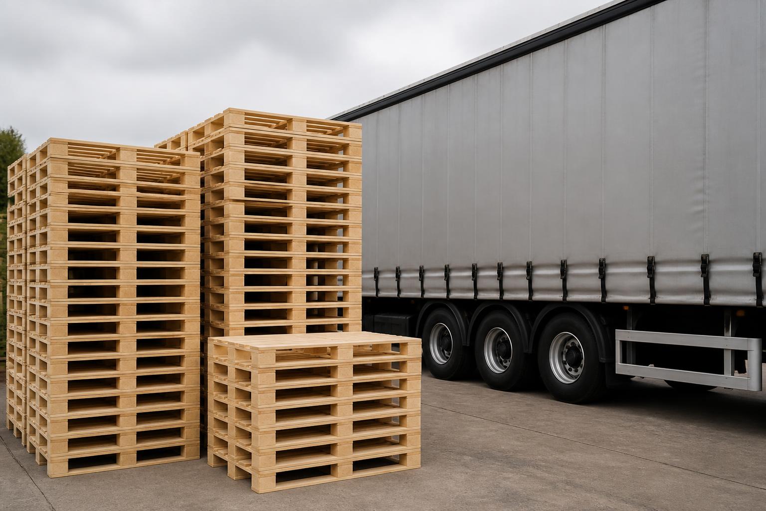 Heat-treated export pallets staged for international despatch